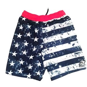 Laguna Kids Patriotic Flag Red, White Blue Swim Trunks Sz 7